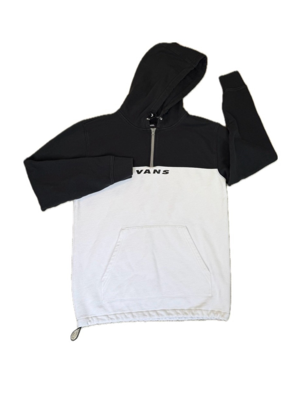 Vans Hi-Point 1/4 Pullover Hoodie Black/White Color-Kangaroo Pocket Size M